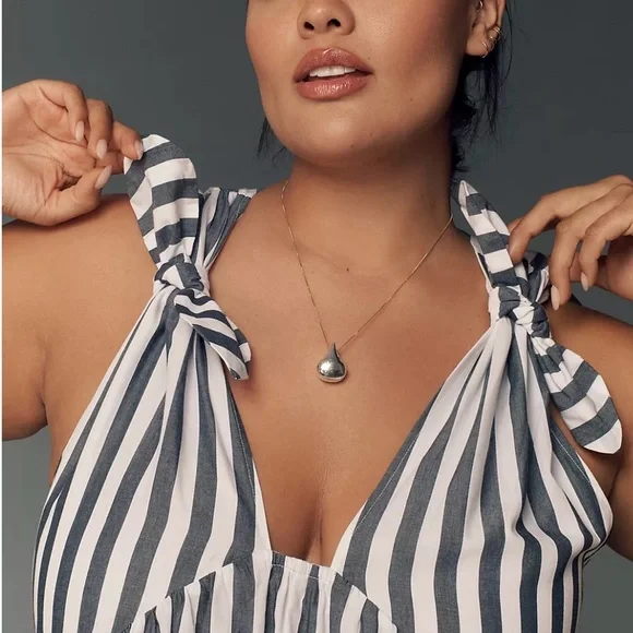 By Anthropologie Bow-Shoulder V-Neck Maxi Dress, 3x - Picture 4 of 8